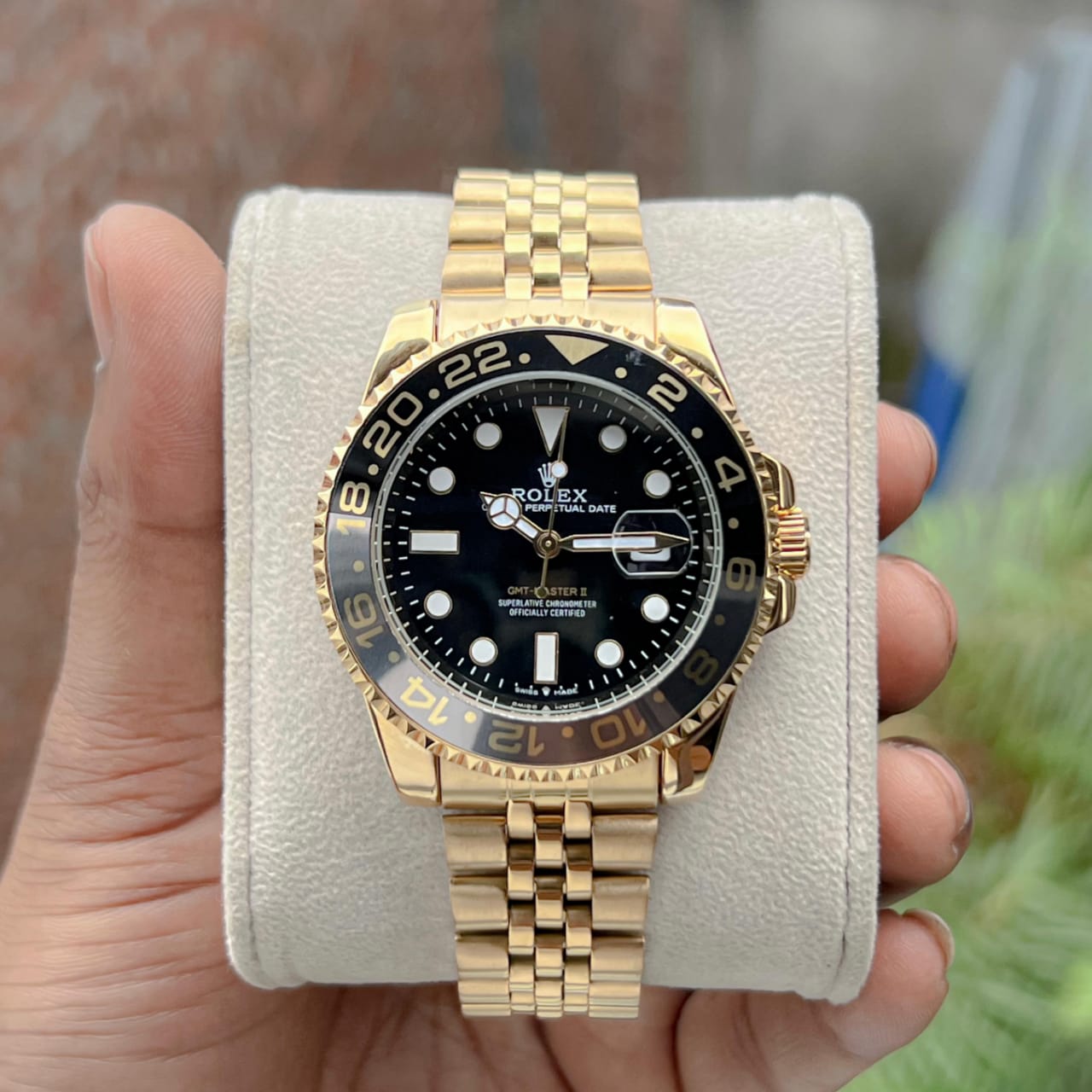 Rolex GMT-Master II "Yellow Gold Black & Grey Bezel Jubilee Bracelet"
